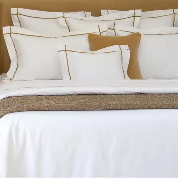 Phome New Luxury embroidery white hotel linen 100% cotton bed sheets egyptian cotton sheets 100 cotton flat sheet bedding sets